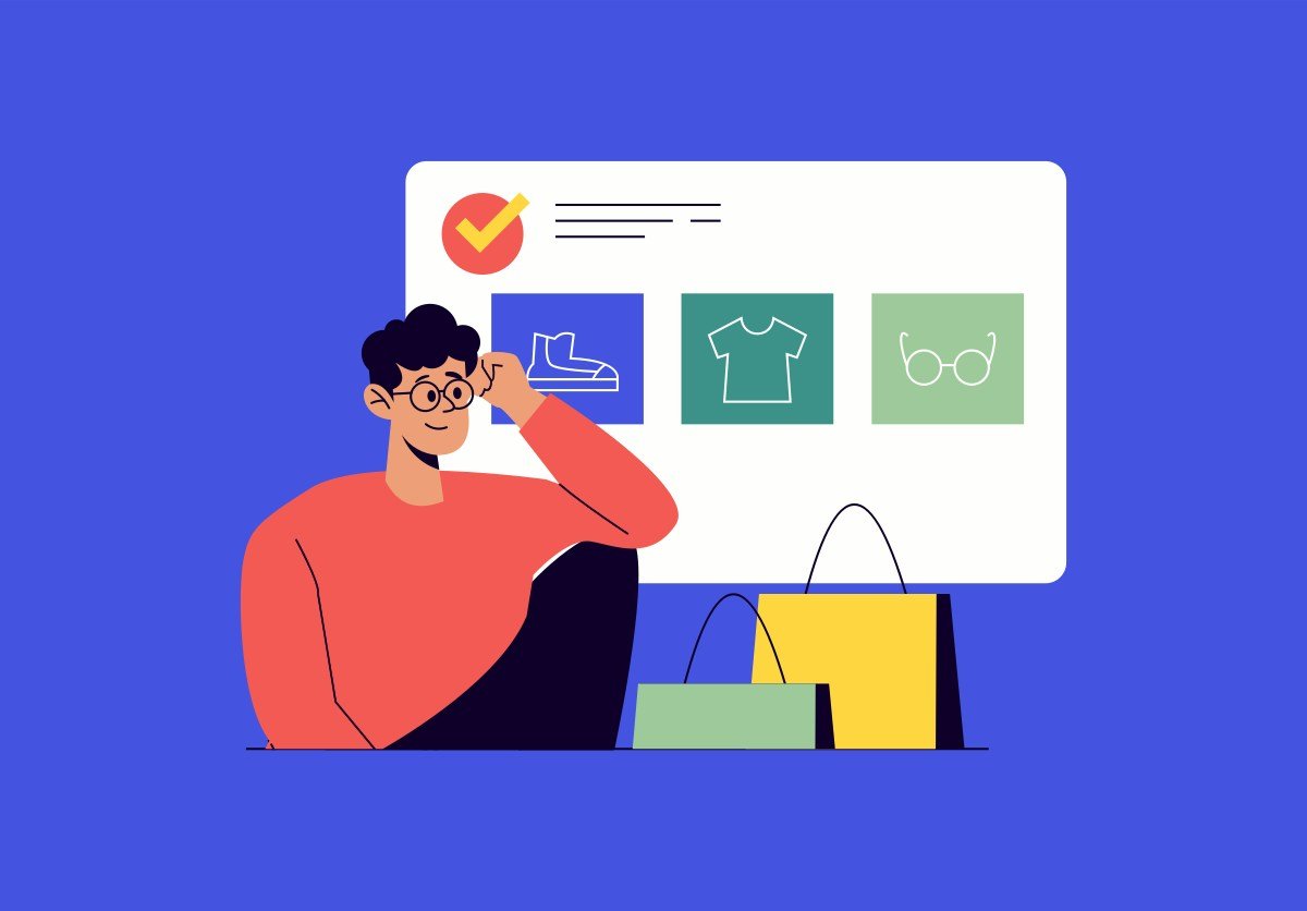 Hombre comparando opciones de compra en línea