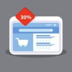 Tienda en línea con etiqueta de 30% de descuento