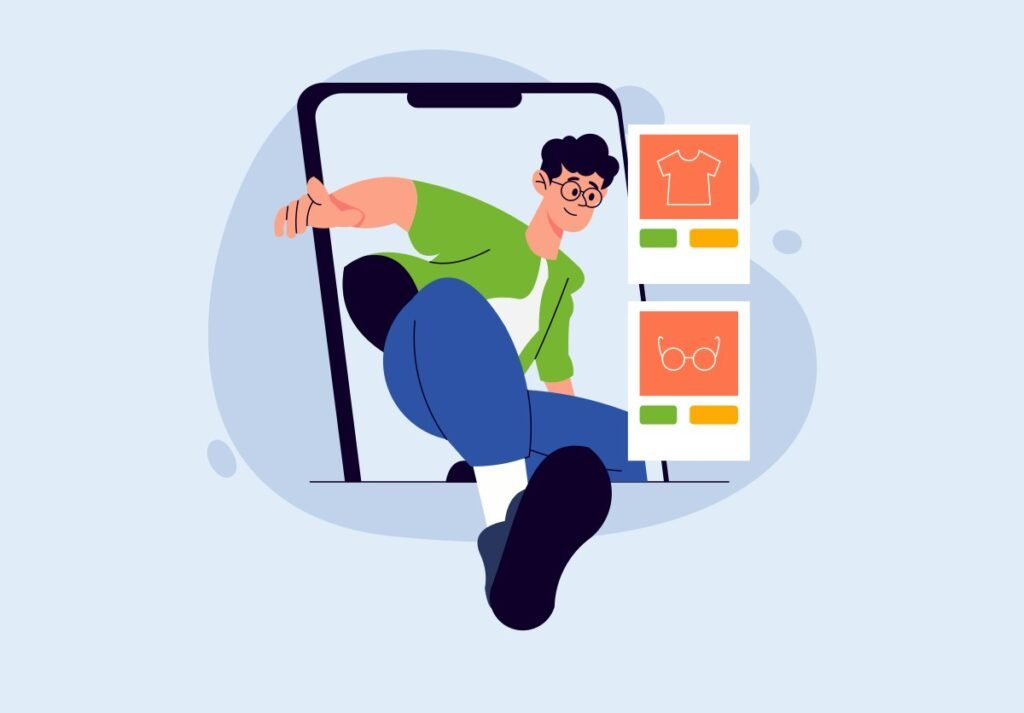 Hombre usando una tienda en línea desde su celular